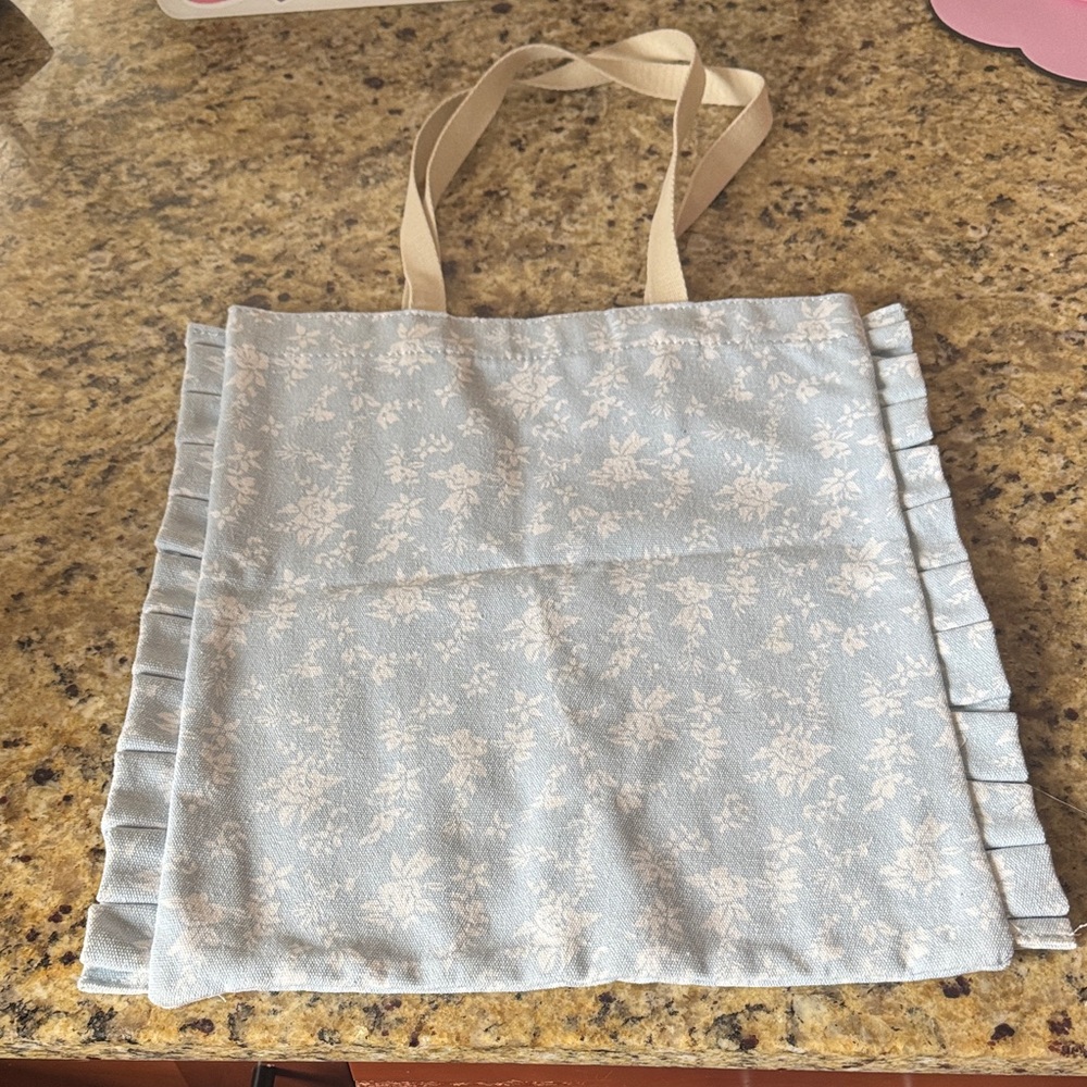 Elegant Floral Light Blue Tote Bag